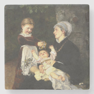En Ammes Besøg - Bertha Wegmann Fine Art Steinuntersetzer