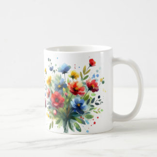 En bukett vilda blommor kaffeetasse