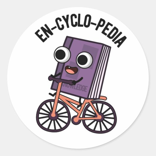 En-Cyclo-Pedia Funny Encyclopedia Pun Runder Aufkleber (Vorderseite)