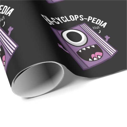 En-cyclops-pedia Funny Encyclopedia Pun Dark BG Geschenkpapier (Rolleneckpunkt)