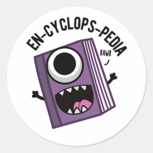 En-cyclops-pedia Funny Encyclopedia Pun Runder Aufkleber