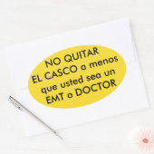 en Espanol ENTFERNEN (Motorrad) HELMET NICHT Ovaler Aufkleber (Umschlag)