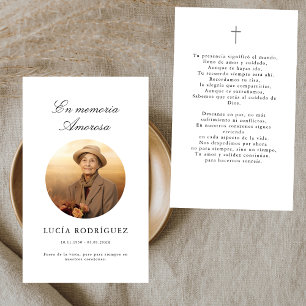 En Memoria   Funeralgebet Fotokarte auf Spanisch Visitenkarte