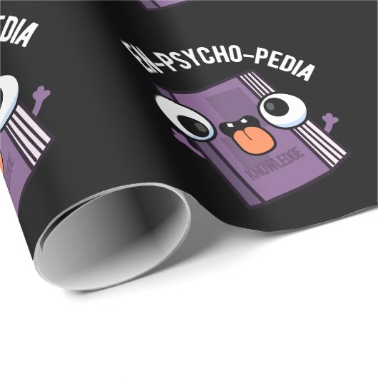 En-Psycho-pedia Funny Encyclopedia Pun Dark BG Geschenkpapier (Rolleneckpunkt)