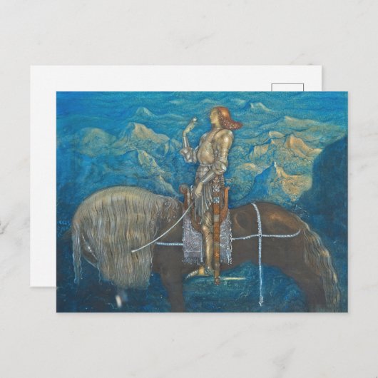 En Riddare Red Fram John Bauer Postkarte (Vorne/Hinten)