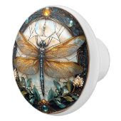 Enamel Dragonfly Gems Blume Gold Filigree Keramikknauf (Rechts)
