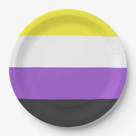 Enby-Flag (nicht binärer Stolz) Pappteller (Vorderseite)