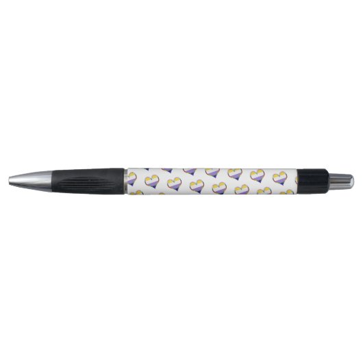 Enby Heart Pattern Pen Kugelschreiber (Vorderseite)