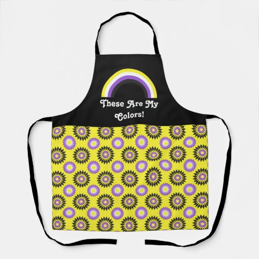 Enby pride flag and rainbow with text / yellow schürze (Vorderseite)