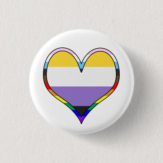 Enby Pride Heart Button (Vorderseite)