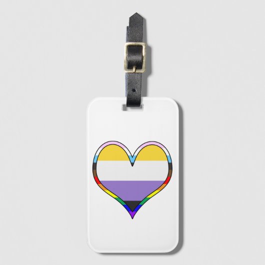 Enby Pride Heart Luggage Tag Gepäckanhänger (Vorderseite Vertikal)