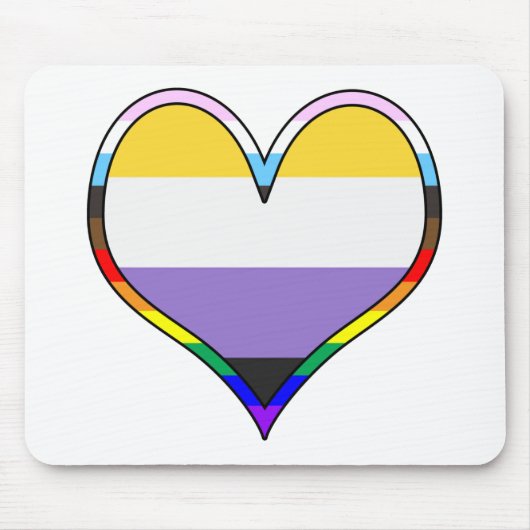 Enby Pride Heart Mousepad (Vorne)