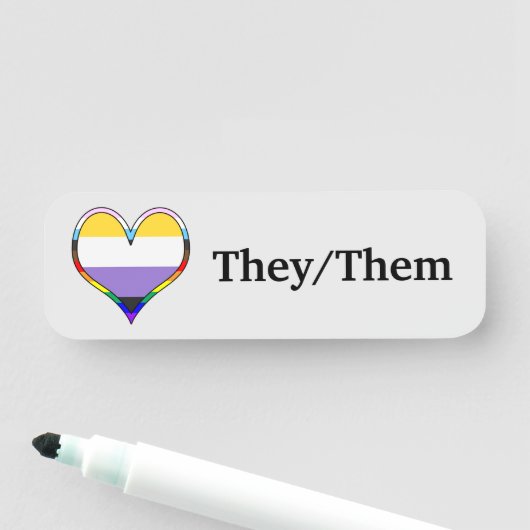 Enby Pride Heart Namensschild (Beispiel)