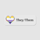 Enby Pride Heart Namensschild (Vorderseite)