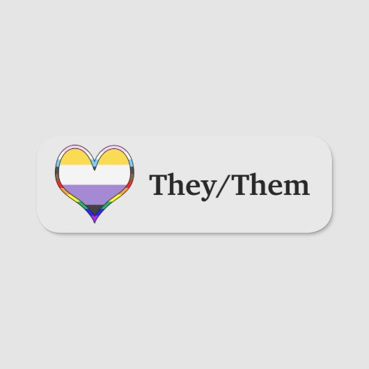 Enby Pride Heart Namensschild (Vorderseite)