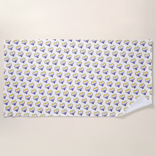 Enby Pride Heart Pattern Beach Handtuch