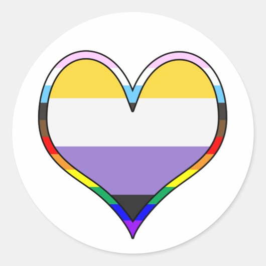 Enby Pride Heart Runder Aufkleber (Vorderseite)