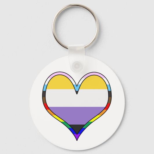 Enby Pride Heart Schlüsselanhänger (Vorderseite)