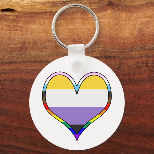 Enby Pride Heart Schlüsselanhänger (Vorderseite)