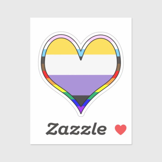 Enby Pride Heart Sticker (Blatt)