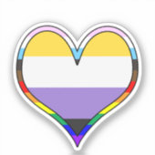 Enby Pride Heart Sticker (Vorderseite)