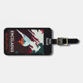 Enceladus Moon Saturn Retro Weltraumtourismus und Gepäckanhänger (Vorderseite horizontal)