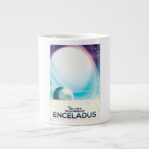 Enceladus Space Reise Vintage Poster Jumbo-Tasse