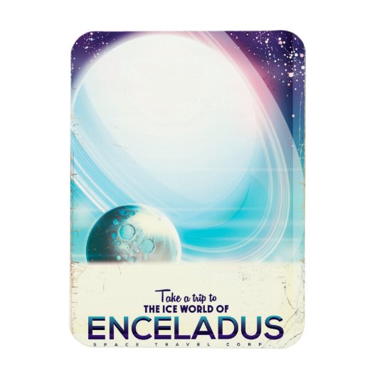 Enceladus Space Reise Vintage Poster Magnet (Vertikal)