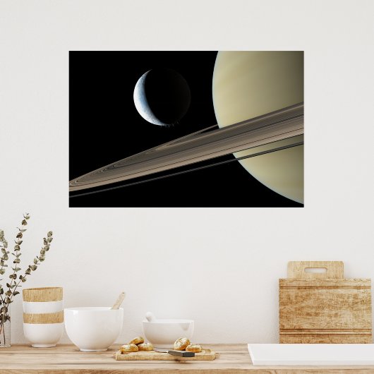 Enceladus und Saturn Poster (Küche)