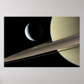 Enceladus und Saturn Poster (Vorne)