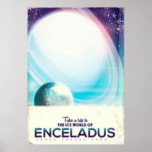 Enceladus Weltraum-Reise Vintage Poster