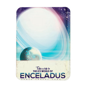 Enceladus Weltraum-Reise Vintage Poster Magnet