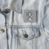 Encephalitis Silbernes Bewusstsein Ribbon Angel Ar Button (Beispiel)