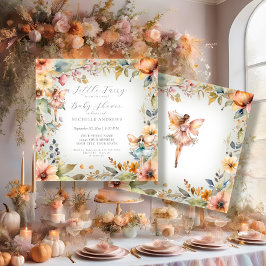 Enchangerée Fairy Fall Floral Mint Girl Babydusche Einladung