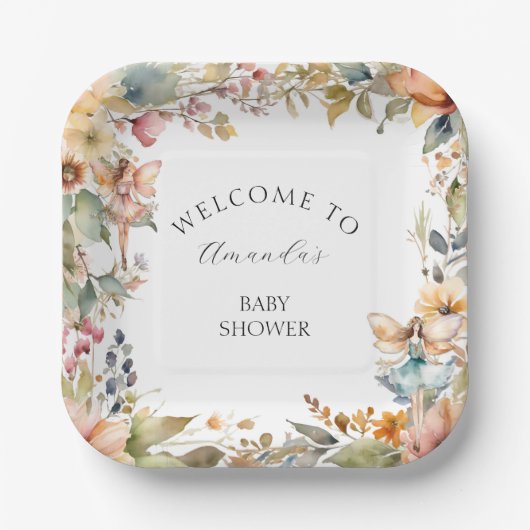 Enchangerie Fall Fairy Floral Baby Girl Dusche Pappteller (Vorderseite)