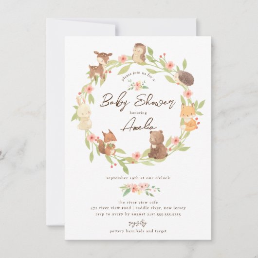 Enchangerie Forest Baby-Dusche Einladung (Vorderseite)