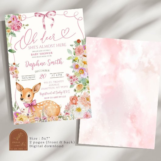 Enchangeriebte Baby-Dusche von Deer Girl Einladung