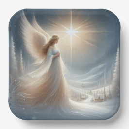 Enchanted Angel Christmas Party Plates Pappteller