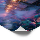 Enchanted Aurora Train Under Starlit Sky Poster (Ecke)