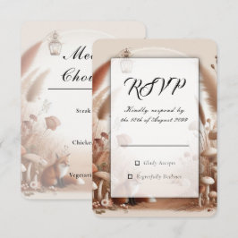 Enchanted Autumn Forest Foxes Wedding RSVP Karte