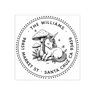 Enchanted Baby Unicorn Toadstool Butterfly Adresse Gummistempel