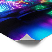 Enchanted Bioluminescent Tropical Neon Forest Poster (Ecke)