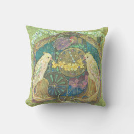 Enchanted Bird & Flower Clock Cushion - Delightful Kissen