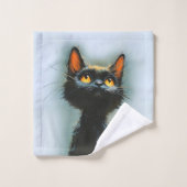 Enchanted Black Cat Badhandtuch Set (Waschlappen)