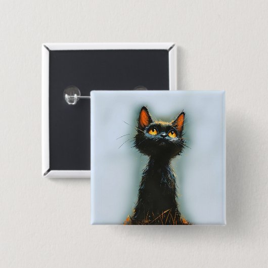 Enchanted Black Cat Button (Vorne & Hinten)