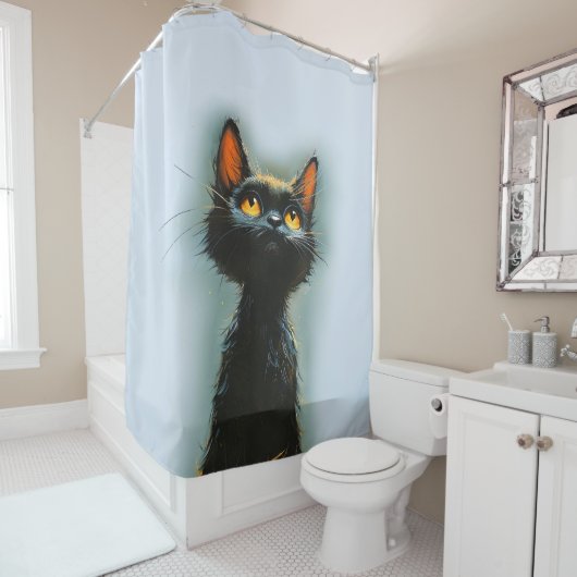 Enchanted Black Cat Duschvorhang (Beispiel)