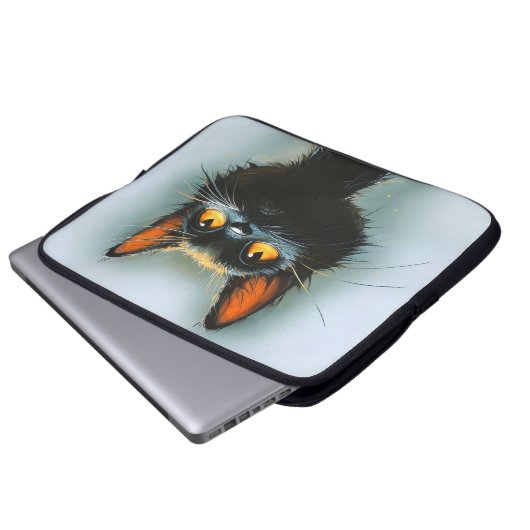 Enchanted Black Cat Laptopschutzhülle (Vorne Knopf)