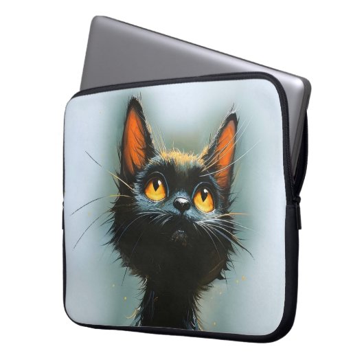 Enchanted Black Cat Laptopschutzhülle (Vorderseite Links)