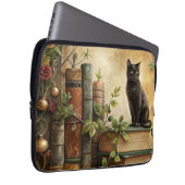 Enchanted Black Cat Library Laptopschutzhülle (Vorne Rechts)