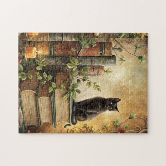 Enchanted Black Cat Library Puzzle (Horizontal)